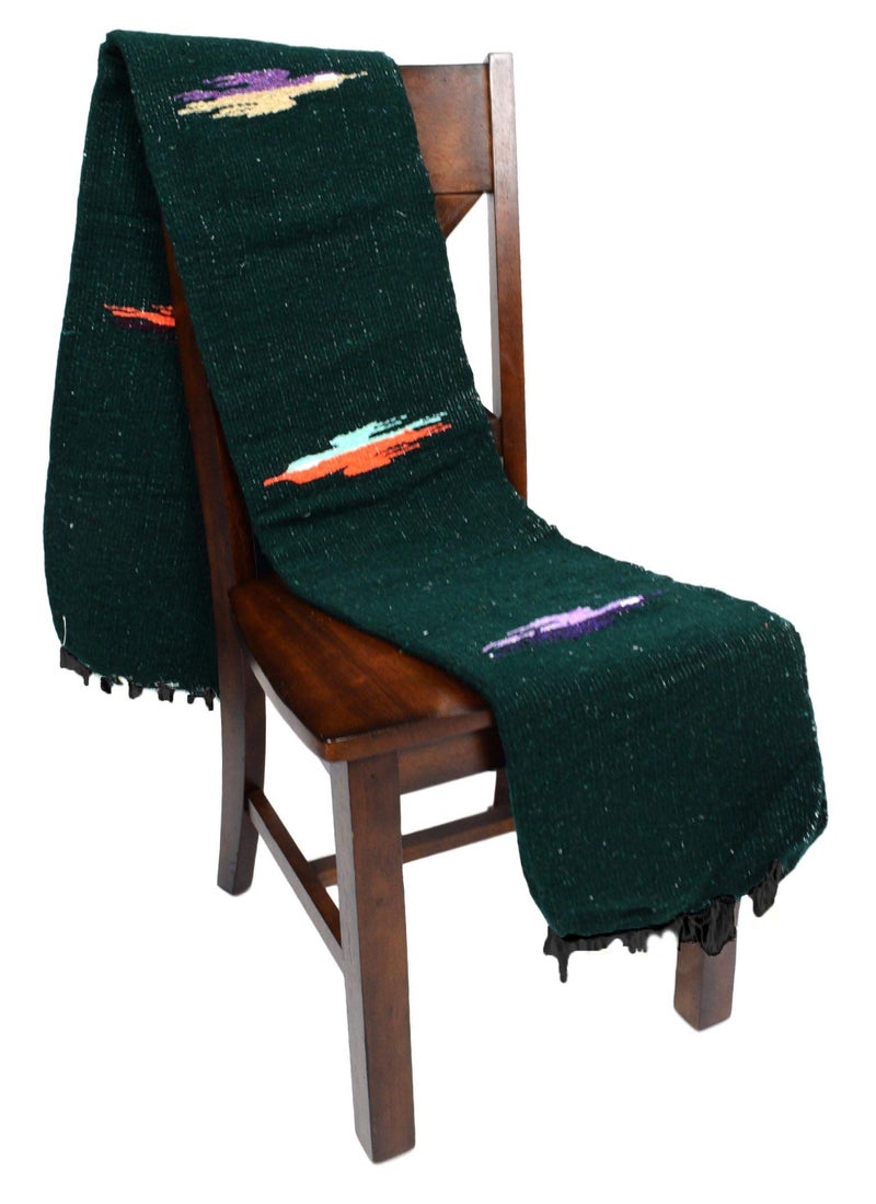 Open Road Goods Yoga Blanket - Thick Mexican Thunderbird Blanket - Handmade and Made for Yoga! (Dark Green) - Image 1